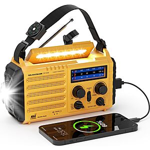 PPLEE NOAA Rechargeable Emergency Weather Radio w/ Auto Alerts, Solar & Hand Crank (2 colors) $19.99, More + Free Shipping w/ Prime or on $35+