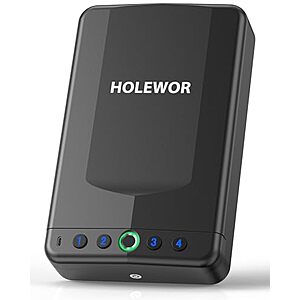HOLEWOR 11.4" Portable Biometric Car Safe Lock Box w/ Fingerprint, Passcode & Key Access $31.99 + Free Shipping w/ Prime or on $35+