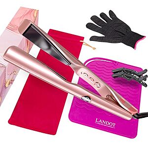 LANDOT 1" 2-in-1 Twist Ceramic Flat Iron Hair Straightener & Curler $19.19 + Free Shipping w/ Prime or on $35+