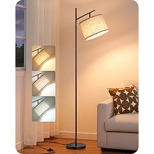 64.7" EDISHINE Modern Arc Floor Lamp w/ 3-Color Temperature LED Bulb & Adjustable Linen Shade (Black) $23.99 + Free Shipping w/ Prime or on $35+