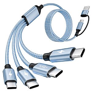 5' MPATIBY 4-in-2 Multi Charging Cable w/ Dual USB-A & USB-C Inputs (2 colors) $4.95 + Free Shipping w/ Prime or on $35+