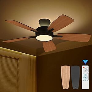 46" TALOYA Flush Mount Ceiling Fan w/ Light & Remote (Black or White) $56.99 + Free Shipping