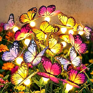 2-Pack Bonlion Solar Swaying Butterfly Garden Stake Lights w/ 16 Butterflies & 16 LED Orbs $11.49 + Free Shipping w/ Prime or on $35+