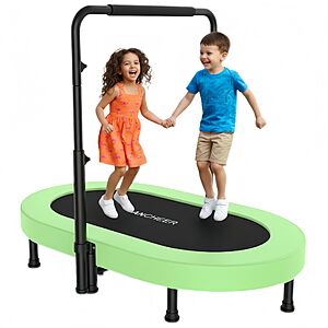 56" ANCHEER Double Mini Kids' Trampoline w/ 5-Level Adjustable Handle (Light Green) $49.99 + Free Shipping