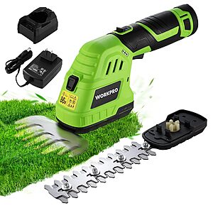 WORKPRO 12V Cordless 2-in-1 Grass Shear & Shrubbery Trimmer w/ Battery & Charger (2 colors) $37.79 + Free Shipping