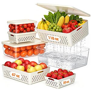 4-Pack Plastic Fruit & Produce Storage Containers for Fridge w/ Removable Colander $12.49 + Free Shipping w/ Prime or on $35+