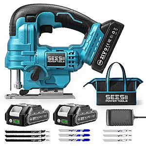 [Prime] SEESII 21V Cordless Jig Saw w/ 2-Pack 2.0Ah Batteries & Charger $39.89 + Free Shipping