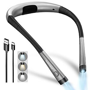 [Prime] Glocusent 80-Hour Rechargeable Neck Reading Light w/ 3 Colors & 6 Brightness Levels (Gray) $12.99 + Free Shipping
