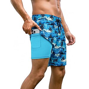 Arolina Men's 7" Quick Dry Swim Trunks w/ Compression Liner (5 colors) $9.99 + Free Shipping w/ Prime or on $35+