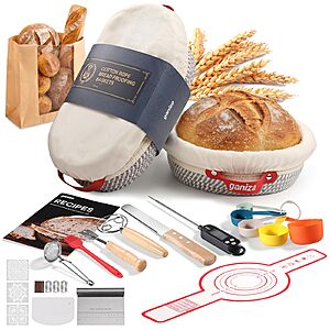 [Prime] 22-Pc Ganiza Sourdough Proofing Basket Gift Set w/ Natural Cotton Rope $16.99 + Free Shipping