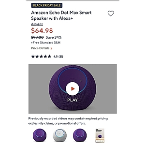 (New Accounts Only) Amazon Echo DOT MAX with Alexa plus for $35