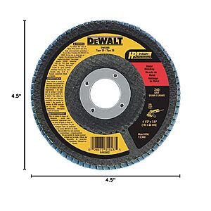 DEWALT Flap Disc, Zirconia, 4-1/2-Inch by 7/8-Inch, 40-Grit (DW8306)