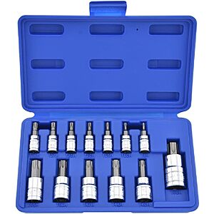 NEIKO 10073A Tamper Proof Torx Bit Socket Set |13-Piece | S2 Steel Bits & Cr-V Steel Sockets | TT8 – TT60