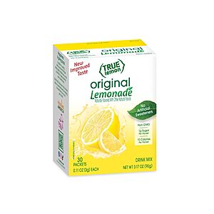 TRUE LEMON Original Lemonade Drink Mix (30 Packets) | Made from Real Lemon | No Preservatives, No Artificial Sweeteners Free Shipping w/Amazon Prime or Orders Over $35- $8.12
