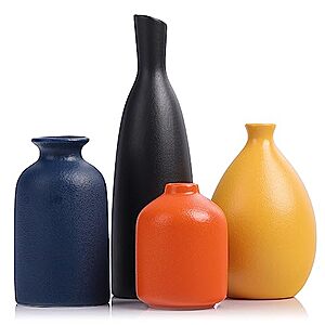 4-Pack Colorful Ceramic Bud Vase Set $15.99 + Free Shipping w/ Prime