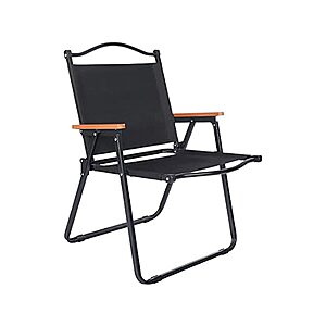 Yssoa Foldable Beach Chair w/ Storage Bag & Wooden Armrests (Black) $24.99 + Free Shipping w/ Prime or $6 Fee per Order