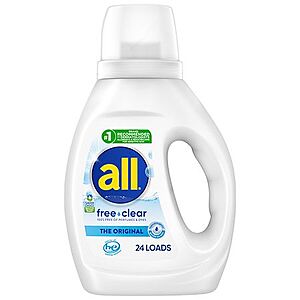 30-oz All Liquid Free Clear Laundry Detergent $3.59 + Free Store Pick-Up on $10 +
