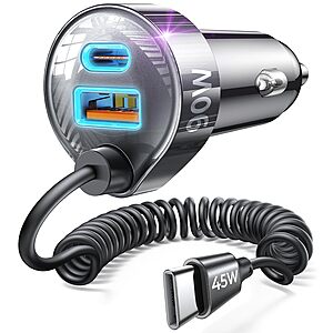 Lisen 90W 3-Port USB-C Car Charger w/ 60" Coiled Cord $7.99 + Free Shipping w/ Prime or on $35+