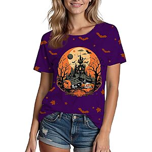 Women's Xlievo Halloween Graphic T-Shirt (Sm - XXL, Various Colors & Graphics) $7 + Free Shipping w/ Prime or on $35+