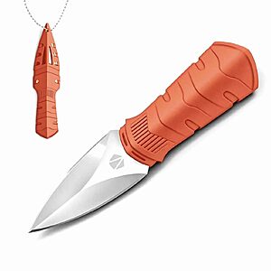 6" Reat 440C Steel Fixed Blade Neck Knife w/ Sheath (Orange) $4.99 + Free Shipping w/ Prime or on $35+