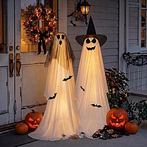 2-Pack 5' Minetom Light-Up Halloween Ghosts w/ Tripods & Remote (Veil-Witch Hat) $17.99 + Free Shipping w/ Prime or on $35+