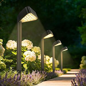 Solar Pathway Lights Outdoor, 8 Pack, 15 LED Brighter Solar Path Lights Waterproof with Upgraded Solar Panel, Up to 12Hrs Modern Landscape Lights for Backyard Garden Walkway Driveway Patio Lawn Decor