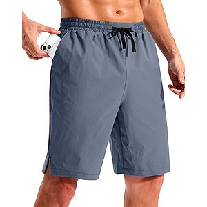 Pudolla Men's Swim Trunks 9"/11" Quick Dry Board Shorts Bathing Suits Beach Shorts for Men with Pockets - No Liner(Grey Blue 9 Inseam-L)