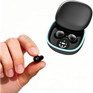Xmenha Low Profile Tiny Discreet Hidden Earbuds for Work Sleep Small Mini Invisible Earbuds Wireless Bluetooth for Small Ears Sleeping Invisible Ear Buds Headphones Black