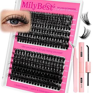 MilyBest D Curl Cluster Eyelash Extensions Kit w/ Bond & Seal & Tweezers (10-18mm) $3.99 w/ S&S + Free Shipping w/ Prime or on $35+