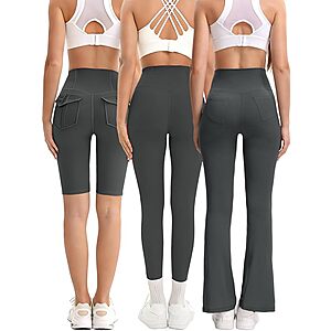 3-Pack C&Eacute;LLOT Women's High Waisted Yoga Leggings w/ Tummy Control (Dark Grey, S/M) $6.49 + Free Shipping w/ Prime or on $35+