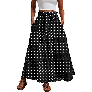 Mintreus Women's High-Waisted Maxi A-Line Skirt w/ Tie Waist (Various) $9.99 + Free Shipping w/ Prime or on $35+