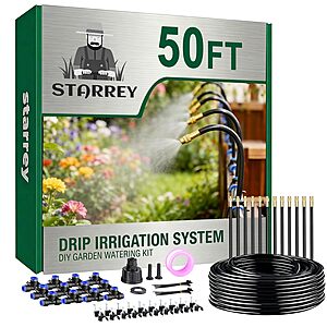 50' STARREY 1/4" Drip Irrigation Kit w/ 12 Adjustable Copper Nozzles $12.59 & More + Free Shipping w/ Prime or on $35+