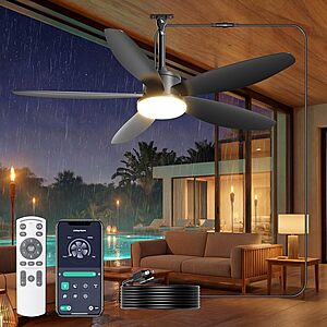[Prime] 42" Phylluz Dimmable Outdoor Ceiling Fan w/ Remote & App Control (Black) $49.69 + Free Shipping