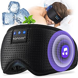 TOPOINT Bluetooth Sleep Mask w/ Headphones & Microphone (Various) $11.99 + Free Shipping w/ Prime or on $35+