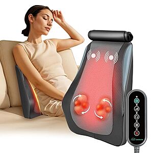 [Prime] Snailax Shiatsu Back & Neck Massager Pillow w/ Heat & 3D Kneading $27.92 + Free Shipping