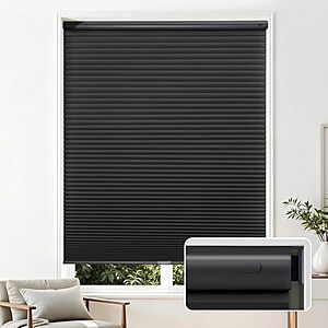 15" x 36" Joydeco No-Drill Cordless Light Filtering Cellular Shades (Black) $19.19 + Free Shipping w/ Prime or on $35+