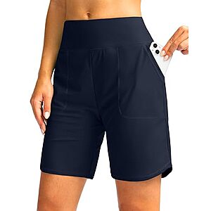 Viodia Women's 9" High Waist Swim Board Shorts w/ Liner & Pockets (Various) $9.99 + Free Shipping w/ Prime or on $35+