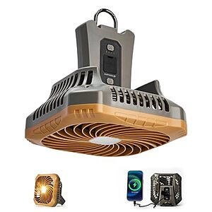Odoland Portable Camping Fan & LED Lantern w/ 6000mAh Rechargeable Battery (Brown) $12.99 + Free Shipping w/ Prime or on $35+