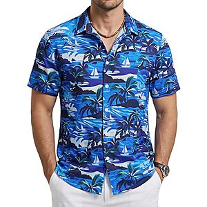 Cotrasen Men's Short Sleeve Hawaiian Button-Down Shirt (Various) $8.99 + Free Shipping w/ Prime or on $35+