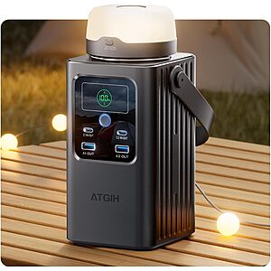 ATGIH 198.4Wh Portable Power Station w/ LiFePO4 Battery & Detachable Light (Carbon Black) $55.31 & More + Free Shipping