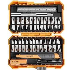 32-Piece MulWark Precision Hobby Knife Set w/ Sharpening Stone & Steel Ruler $11.99 + Free Shipping w/ Prime or on $35+