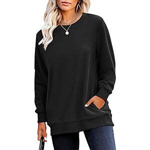 RUMIA Women's Crewneck Long Sleeve Sweatshirt w/ Pocket (Various) $9.99 + Free Shipping w/ Prime or on $35+