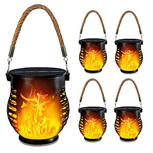 4-Pack YIQU Solar Flickering Flame Hanging Lanterns w/ Auto On/Off & IP65 Waterproof $14.99 ($3.74 each) + Free Shipping w/ Prime or on $35+