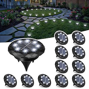 12-Pack SOLPEX Small Solar Pathway Ground Lights (Cool White) $12.09 ($1 each) + Free Shipping w/ Prime or on $35+