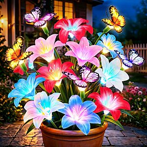 4-Pack Ahaorigin Solar 7-Color Changing Lily Flower Garden Lights $14.99 ($3.74 each) + Free Shipping w/ Prime or on $35+
