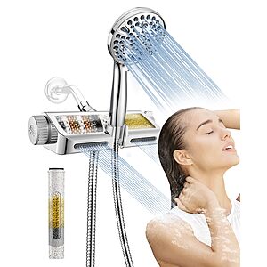 MakeFit 2-in-1 Filtered Dual Shower Head & Handheld Combo w/ 10 Spray Modes & 79" Hose (Chrome) $29.99 + Free Shipping w/ Prime or on $35+