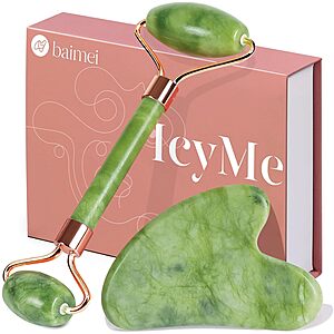 [Prime] BAIMEI Jade Roller & Gua Sha Facial Massage Set (Green) $3.74 + Free Shipping