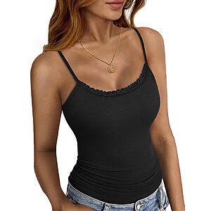 SLOWCOLIN Women's Ribbed Lace Camisole Top (Various) $4.99 + Free Shipping w/ Prime or on $35+
