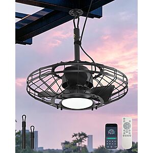 20" AHAWILL Outdoor Ceiling Fan w/ Dimmable LED Light, Remote & App Control (Various) $39.99 + Free Shipping