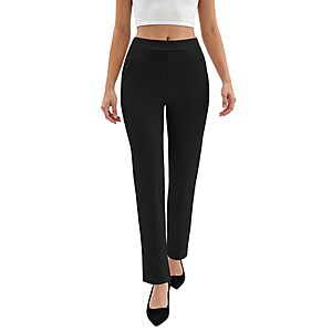 Keriffe Women's High-Rise Straight Leg Pull-On Yoga Dress Pants (Various) $12.99 + Free Shipping w/ Prime or on $35+